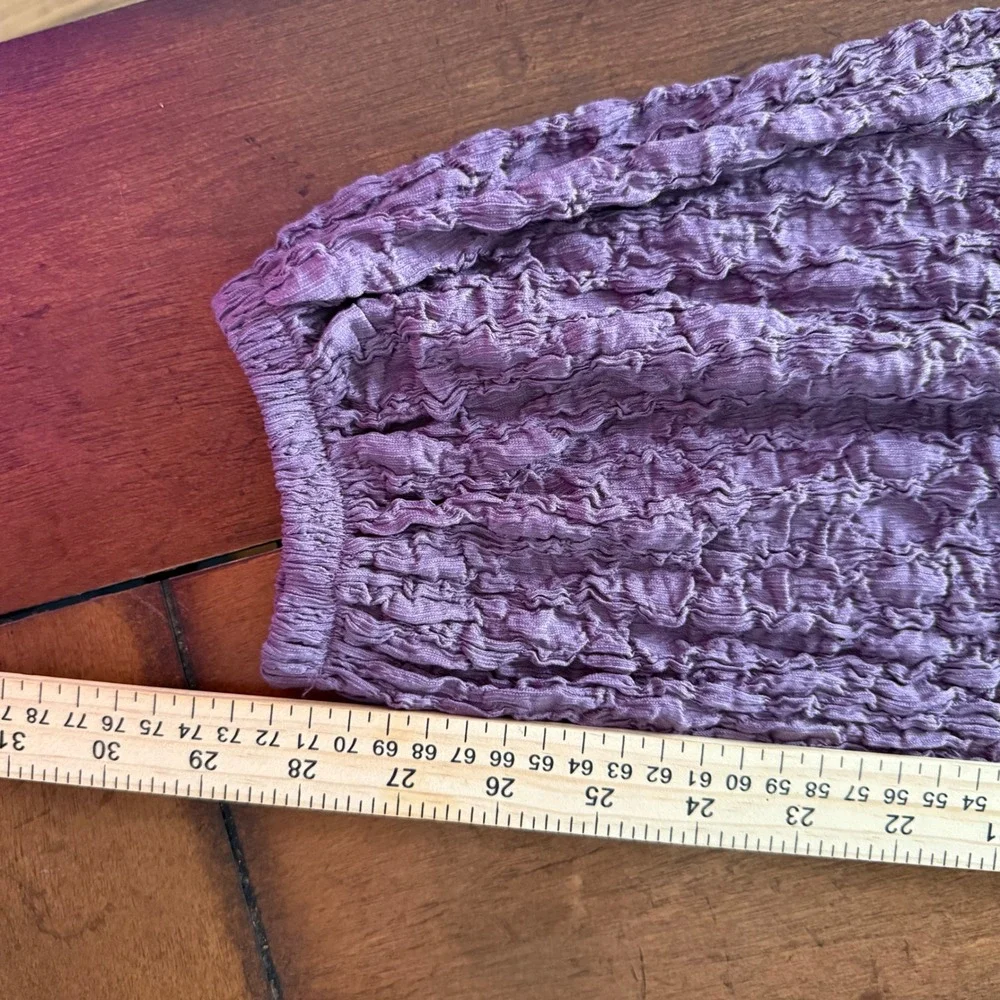 ZARA Textured Purple Gauze Cropped‎ Pants Elastic Waist Size Small